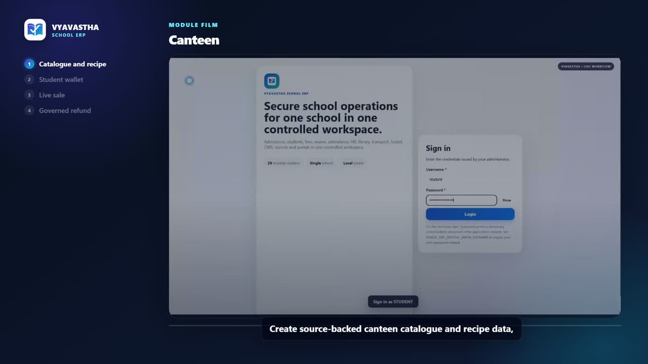 Vyavastha Canteen interface