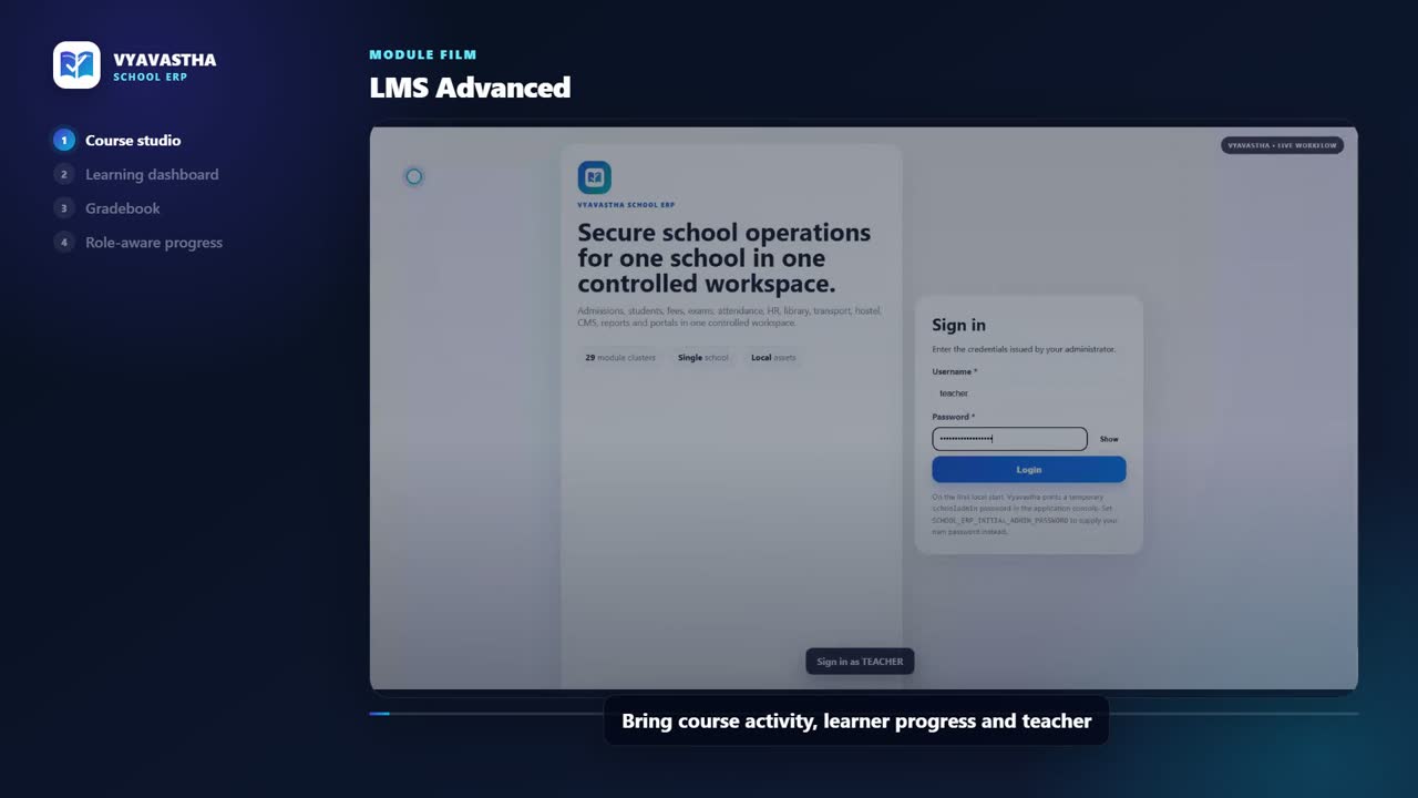 Vyavastha LMS Advanced interface