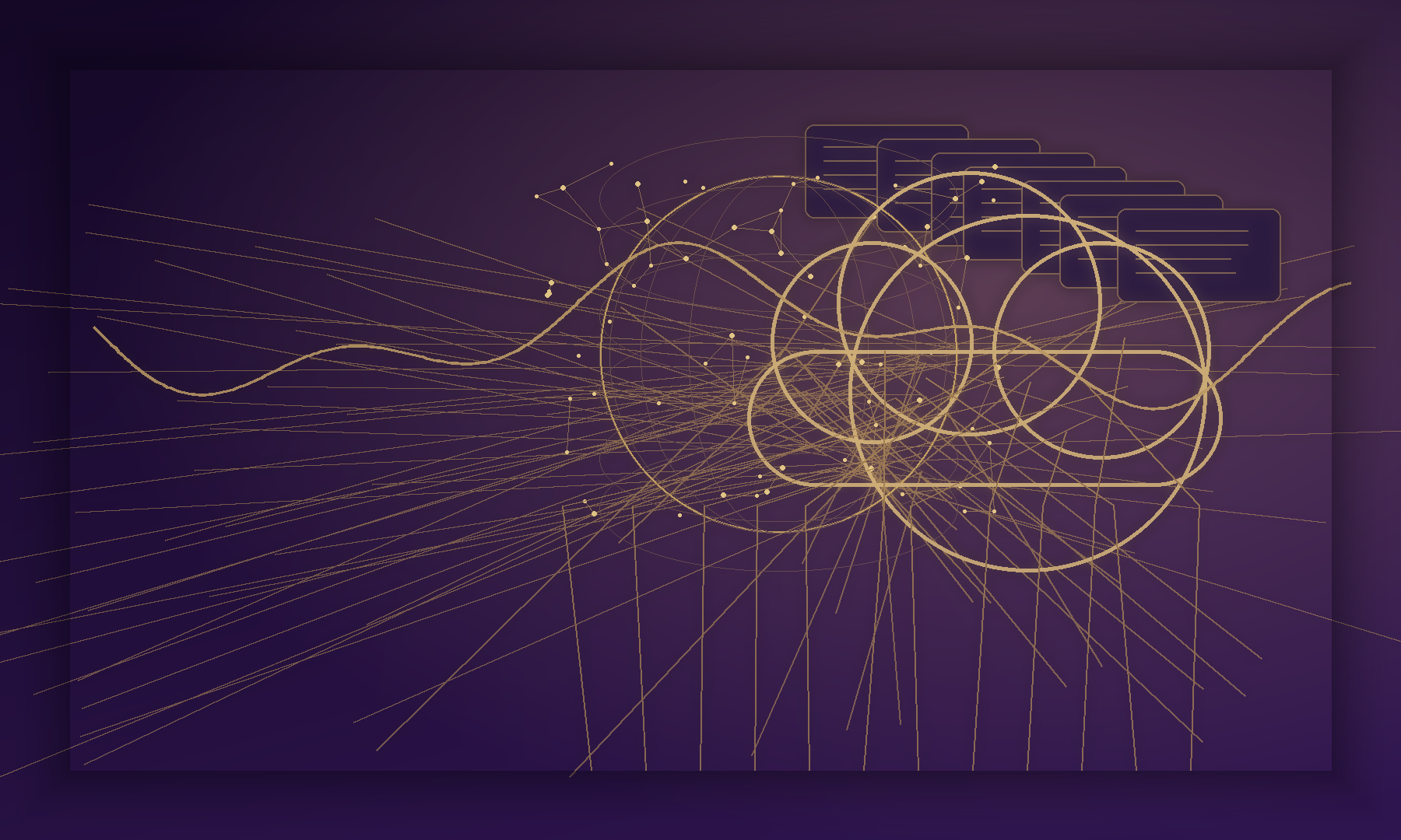 Original purple and gold circuit cloud visual created for ThinkEpic software engineering